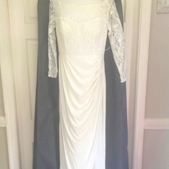 David's Bridal wedding dress, size 10 (altered for length only), creamy white - Picture 1 of 5